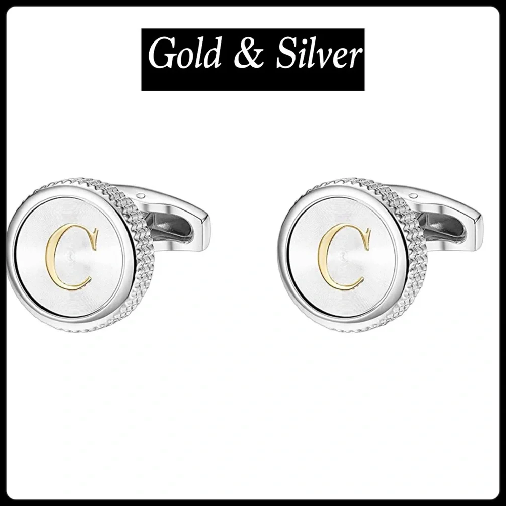 Brass Monogrammed Letter “C” Cufflinks